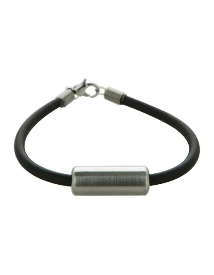 Stainless Steel And Rubber Bracelet in Silver image 3