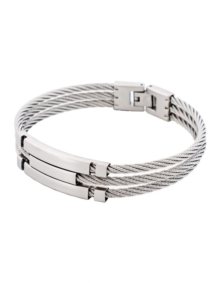 Stainless Steel And Cable Wire Bracelet in Silver image 2
