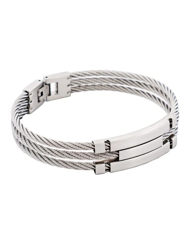 Stainless Steel And Cable Wire Bracelet in Silver image 3