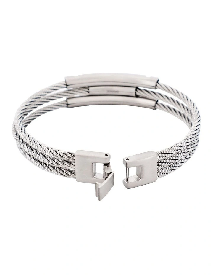 Stainless Steel And Cable Wire Bracelet in Silver image 4