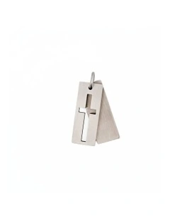 Stainless Steel Dog Tag Cross in Silver