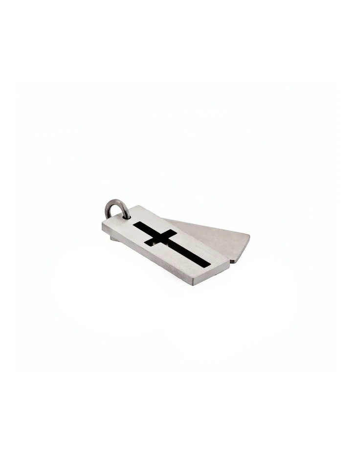 Stainless Steel Dog Tag Cross in Silver image 3