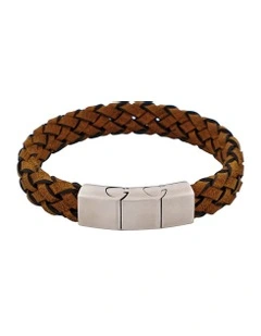 Stainless Steel And Dark Bracelet in Tan