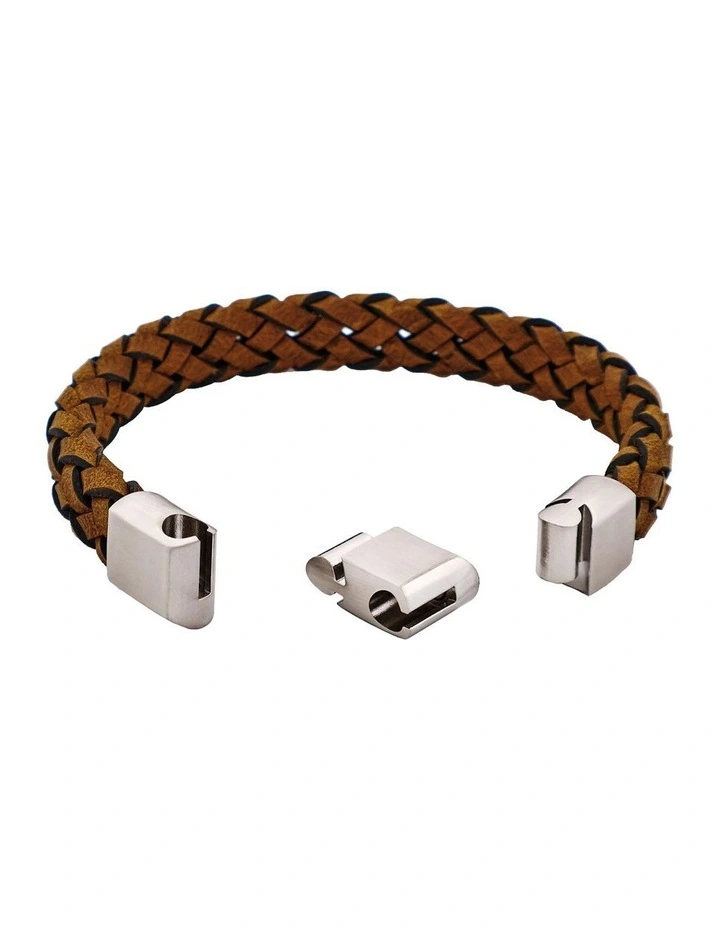 Stainless Steel And Dark Bracelet in Tan image 4