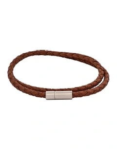 Double Wrap Bracelet With Stainless Steel Clasp in Tan