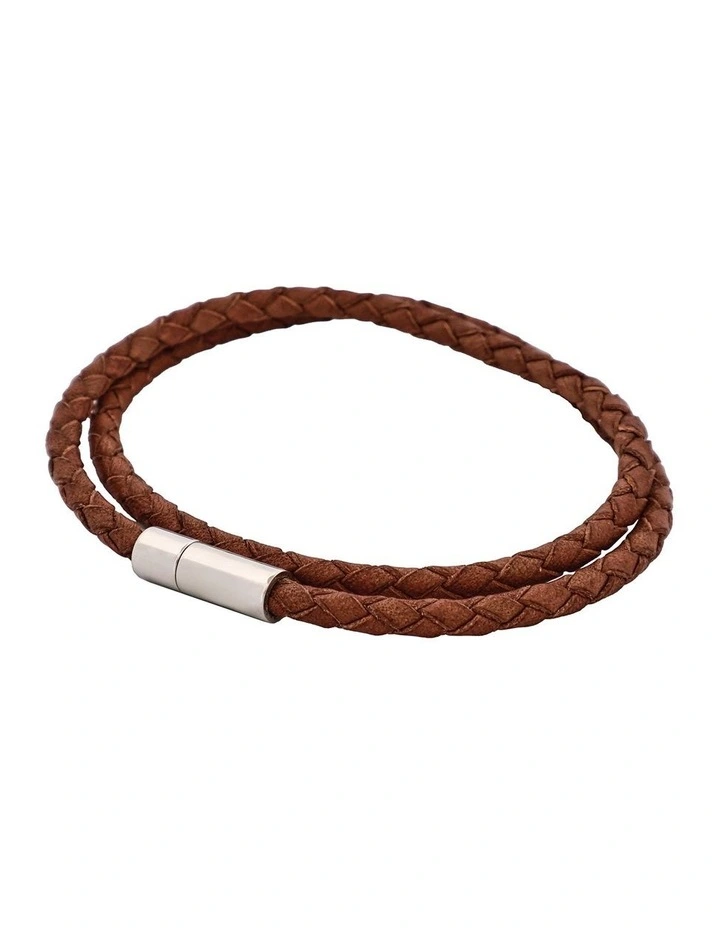 Double Wrap Bracelet With Stainless Steel Clasp in Tan image 4