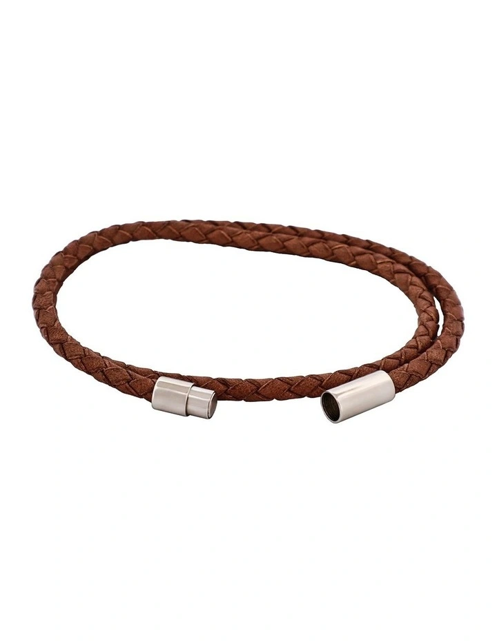 Double Wrap Bracelet With Stainless Steel Clasp in Tan image 5