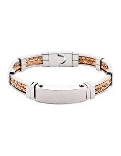 Polished Stainless Steel Bracelet in Tan
