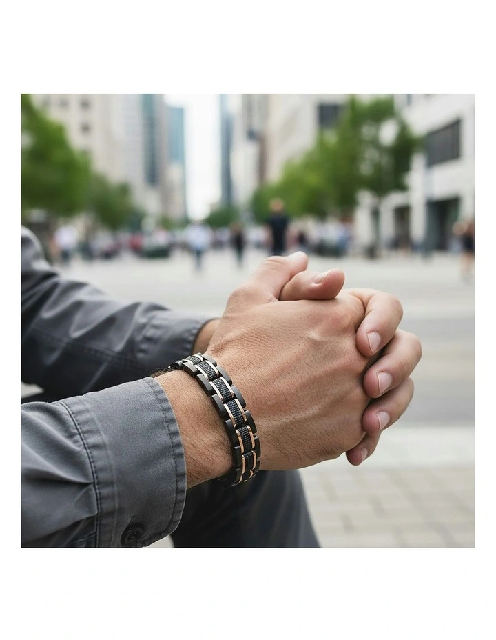 Stainless Steel Bracelet in Black/Gold image 2