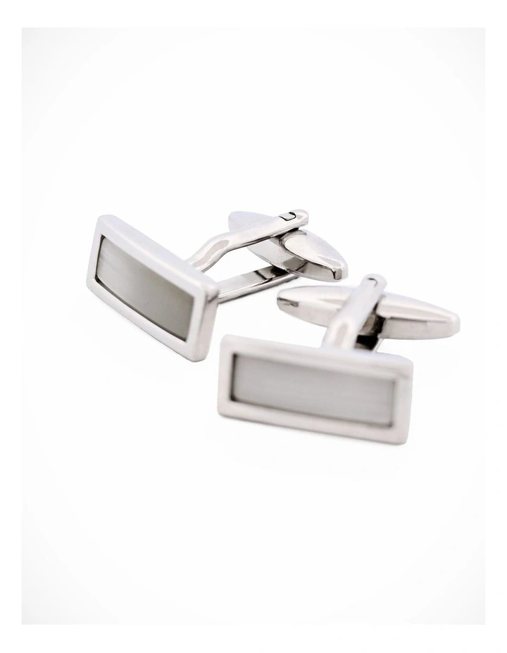 Cat's Eye Cufflinks in White image 2