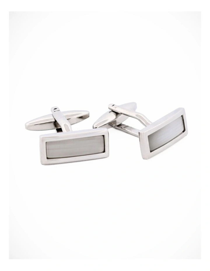 Cat's Eye Cufflinks in White image 3