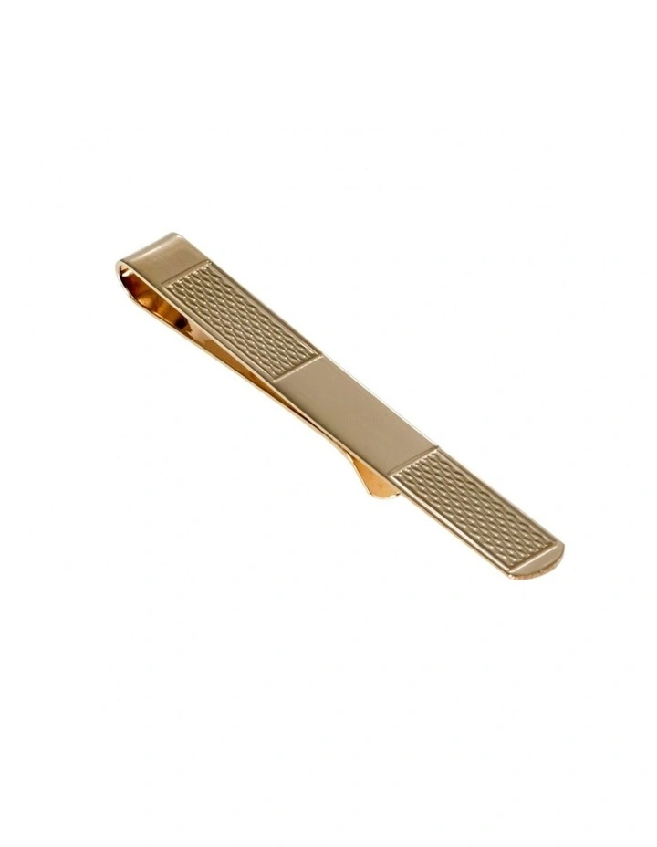 9Carat Tie Slide with Double Engine Turn Segments in Gold image 2