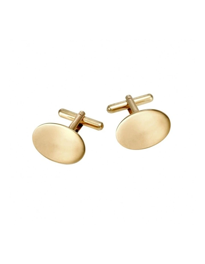 Cudworth 9ct Yellow Gold Plain Oval Cufflinks MYER