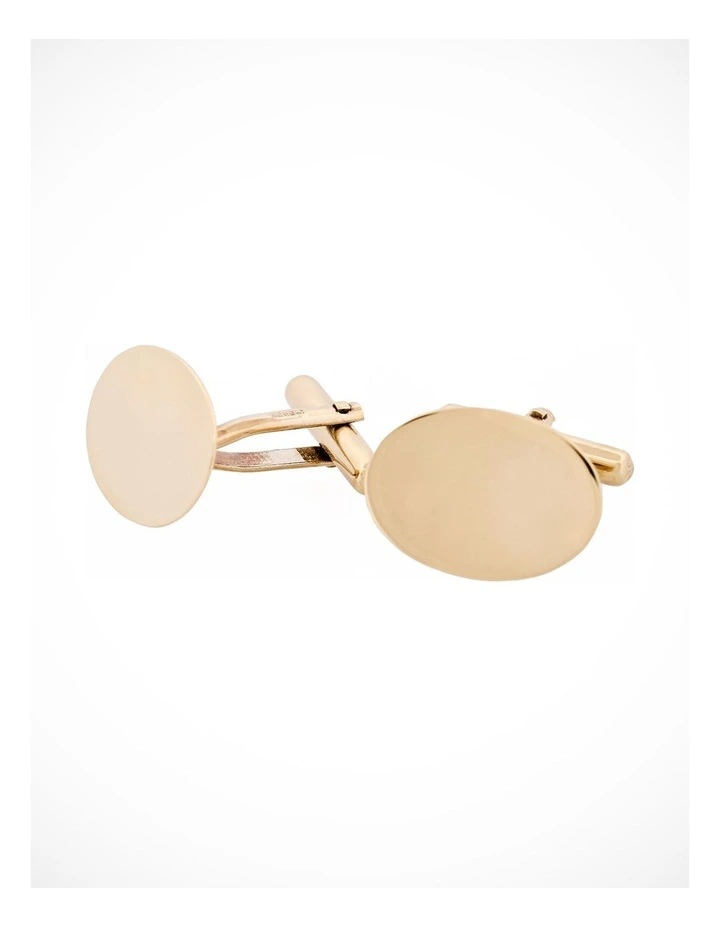 9 Carat Plain Oval Cufflinks in Gold image 2