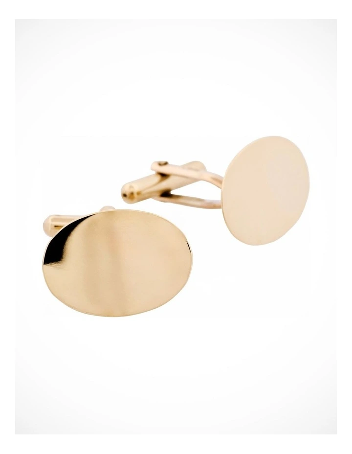9 Carat Plain Oval Cufflinks in Gold image 3