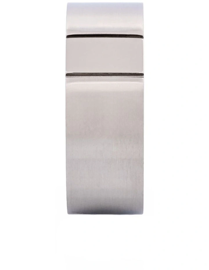 Brushed & Polished Centre Stainless Steel Ring in Silver image 3