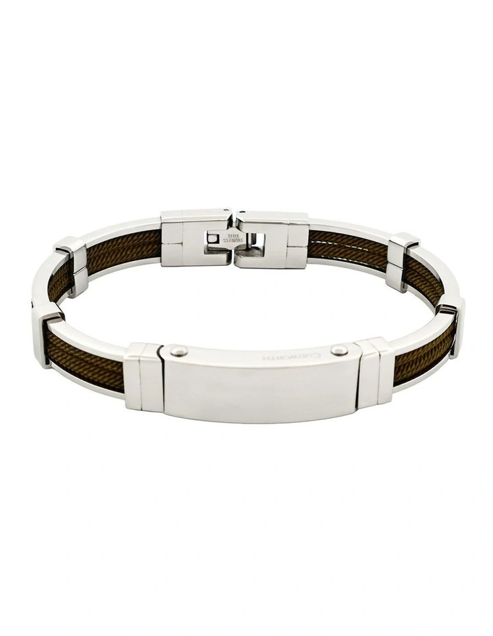 Polished Stainless Steel And Double Rope Bracelet in Green image 1