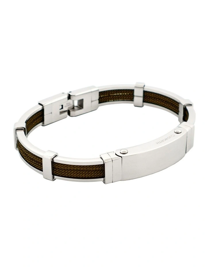 Polished Stainless Steel And Double Rope Bracelet in Green image 2