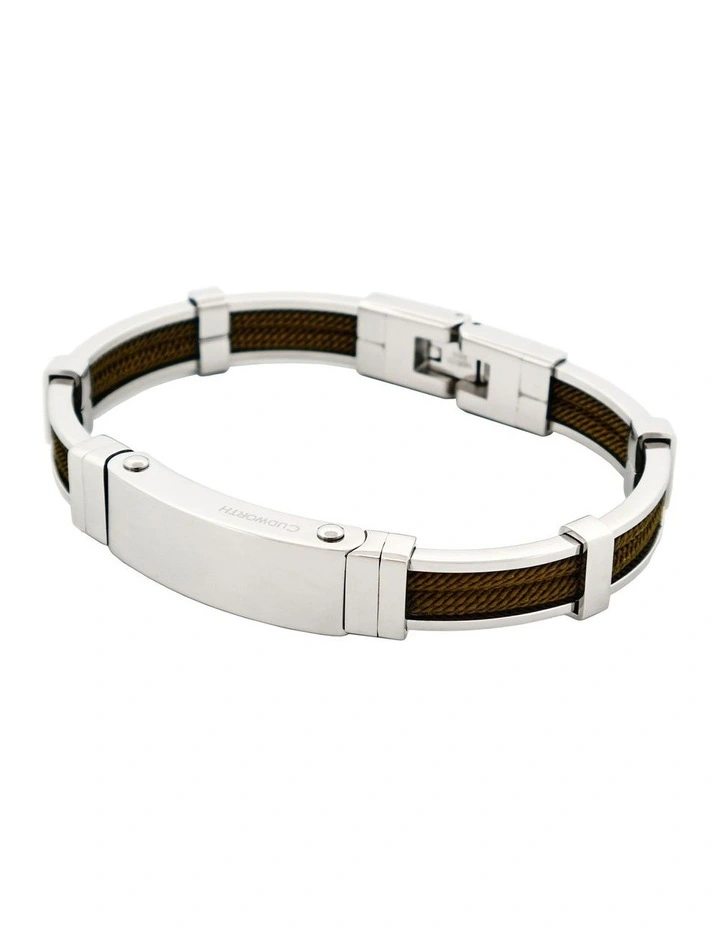 Polished Stainless Steel And Double Rope Bracelet in Green image 3