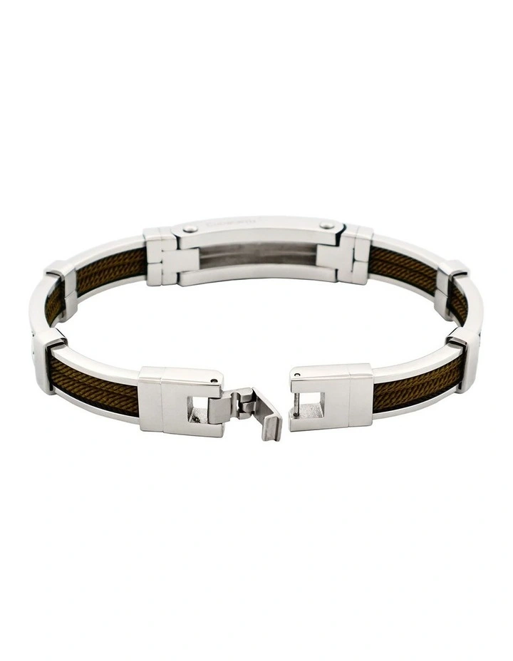 Polished Stainless Steel And Double Rope Bracelet in Green image 4