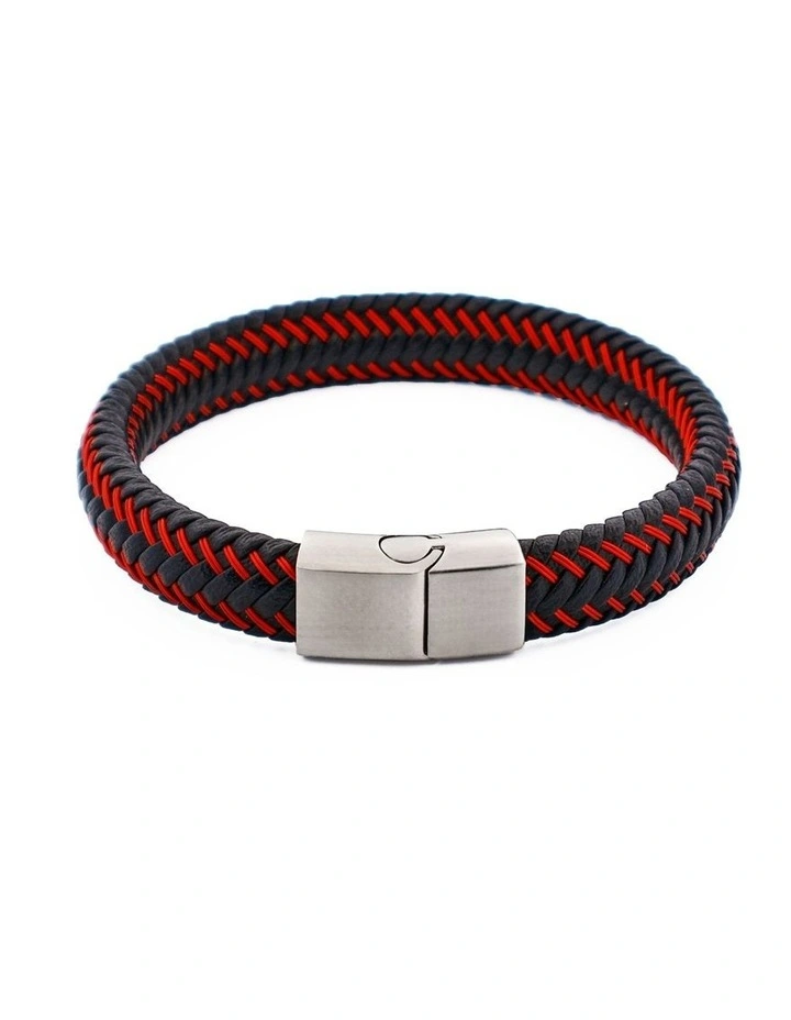 Leather Bracelet in Black/Red image 1