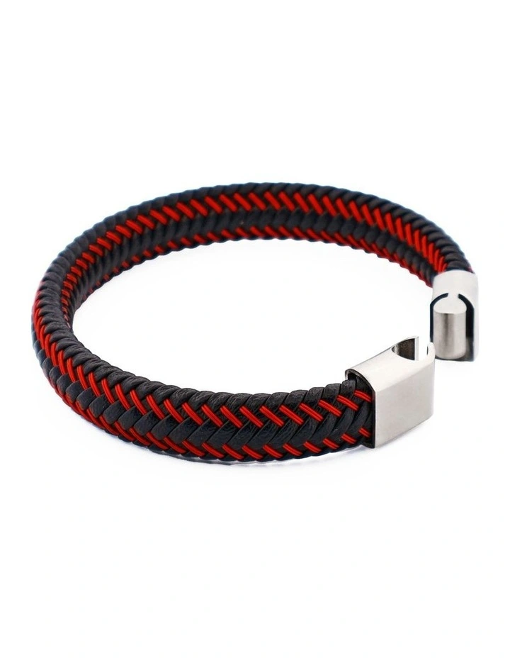 Leather Bracelet in Black/Red image 2