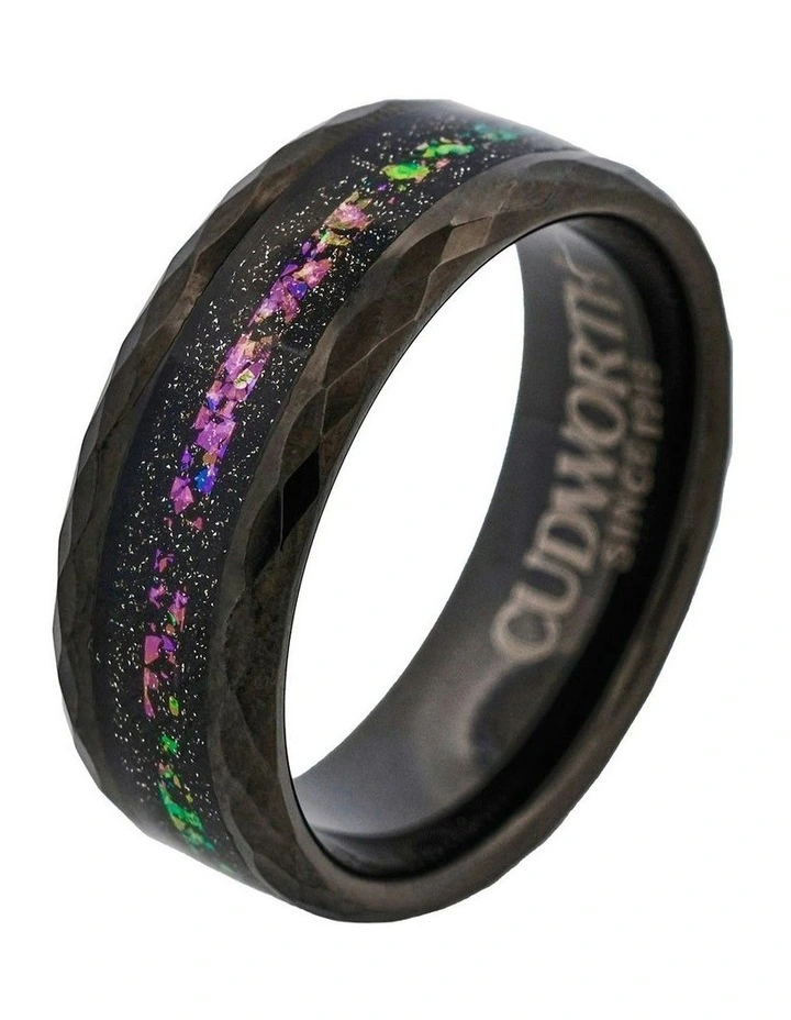Tungsten Nebula Prism Ring un Black image 2