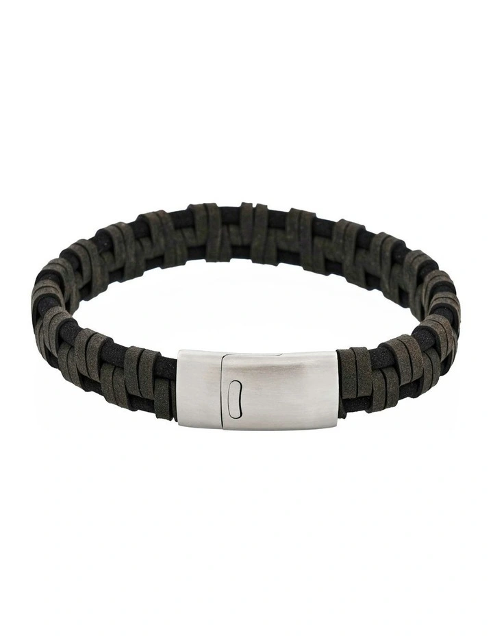 Braided Italian Leather Bracelet in Black image 1