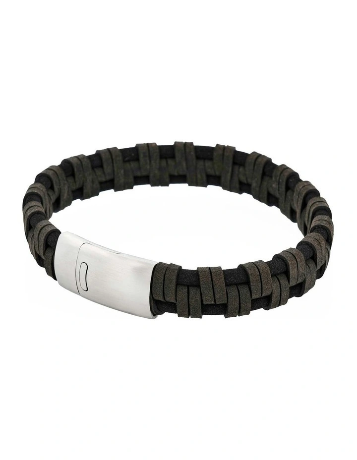 Braided Italian Leather Bracelet in Black image 3