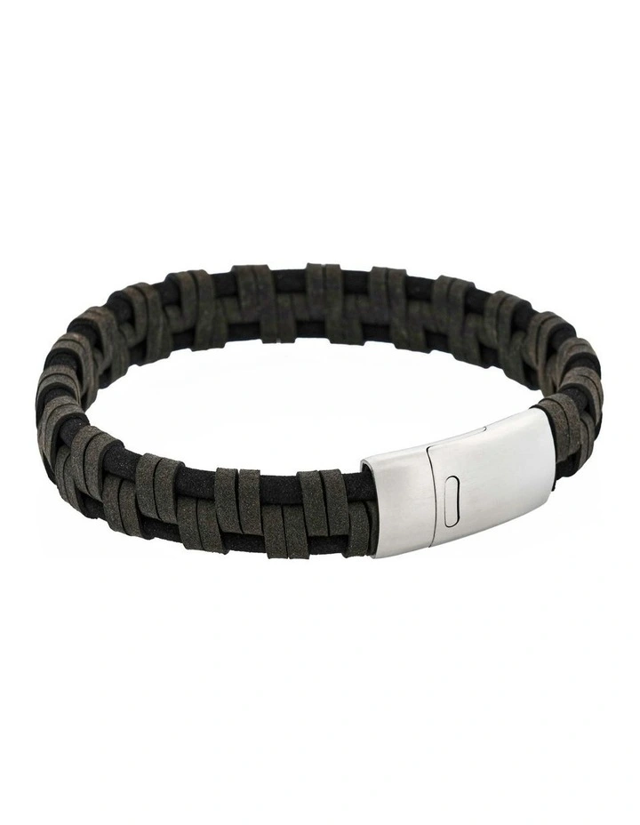 Braided Italian Leather Bracelet in Black image 4