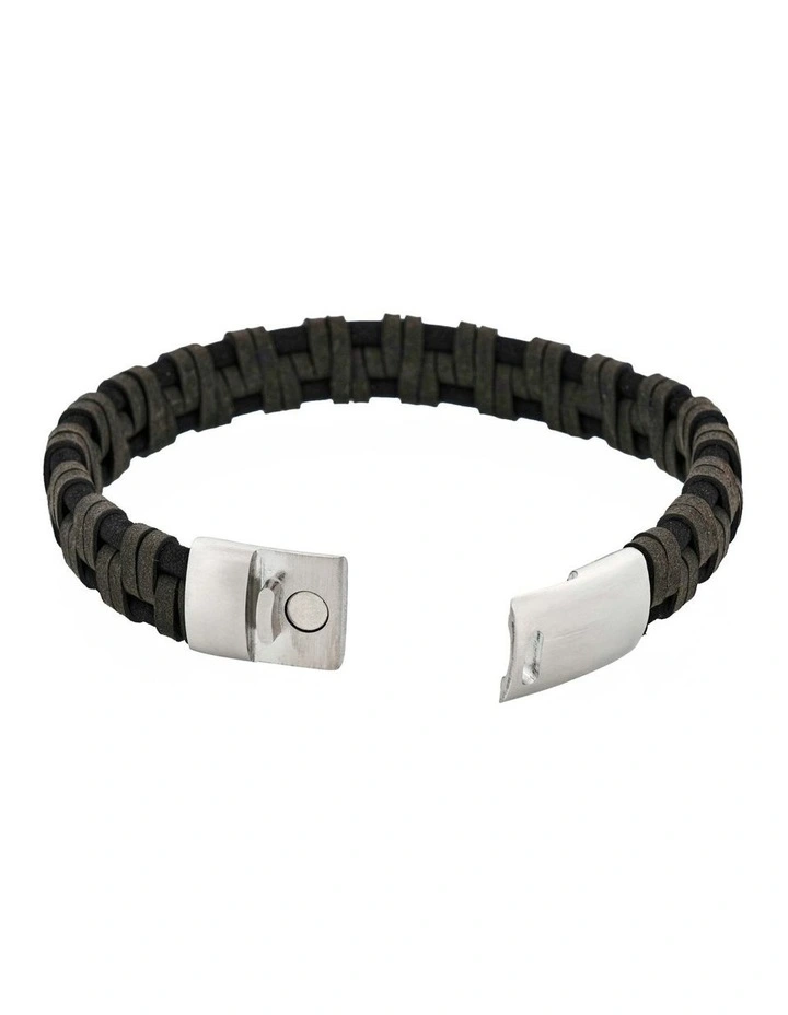 Braided Italian Leather Bracelet in Black image 5