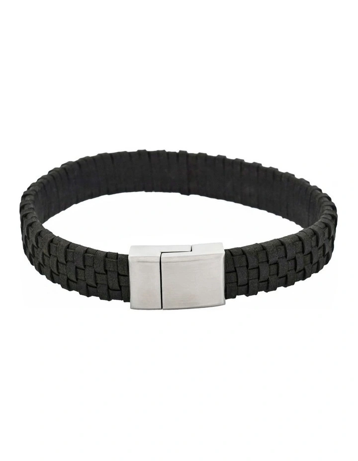 Tuscan Braid Italian Leather Bracelet in Black image 1