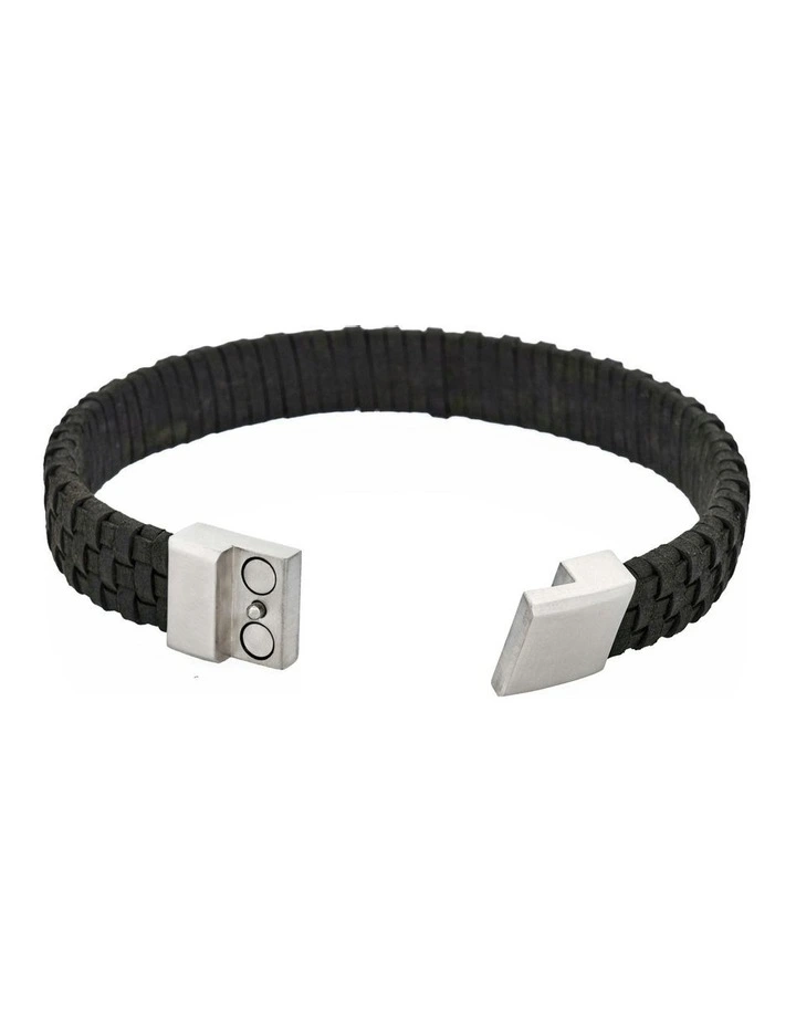 Tuscan Braid Italian Leather Bracelet in Black image 4