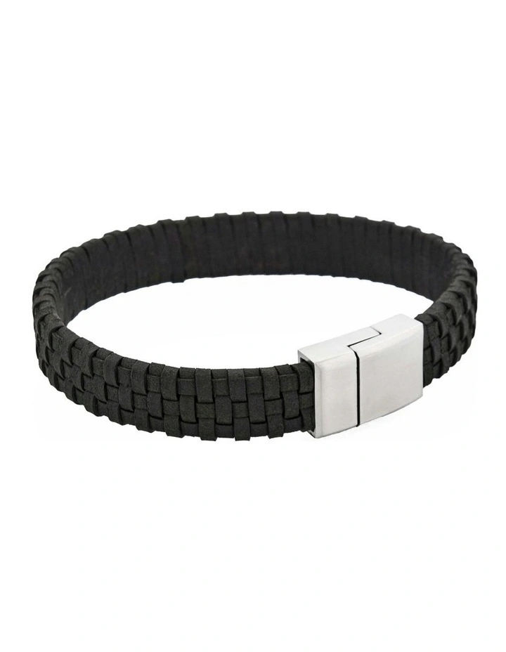 Tuscan Braid Italian Leather Bracelet in Black image 5