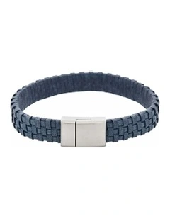 Tuscan Braid Midnight Italian Leather Bracelet in Blue