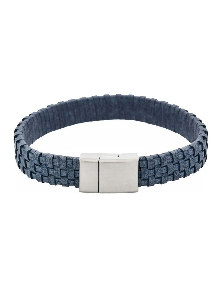 Tuscan Braid Midnight Italian Leather Bracelet in Blue image 1
