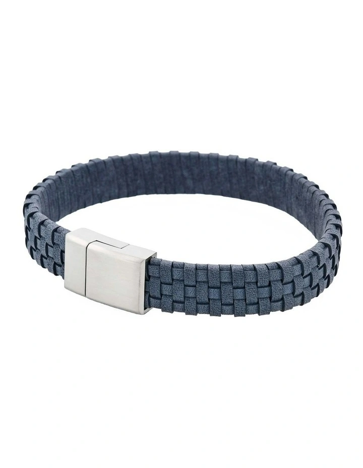 Tuscan Braid Midnight Italian Leather Bracelet in Blue image 3