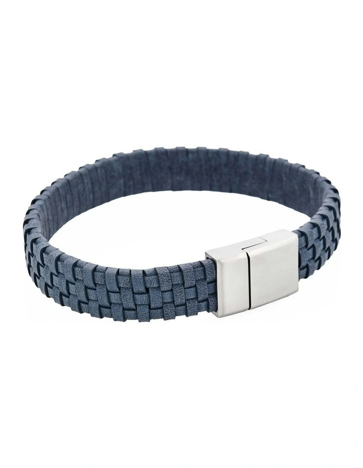 Tuscan Braid Midnight Italian Leather Bracelet in Blue image 4