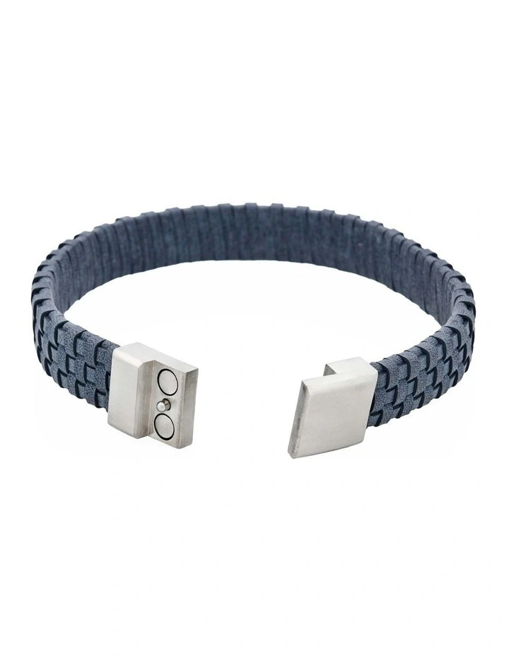 Tuscan Braid Midnight Italian Leather Bracelet in Blue image 5