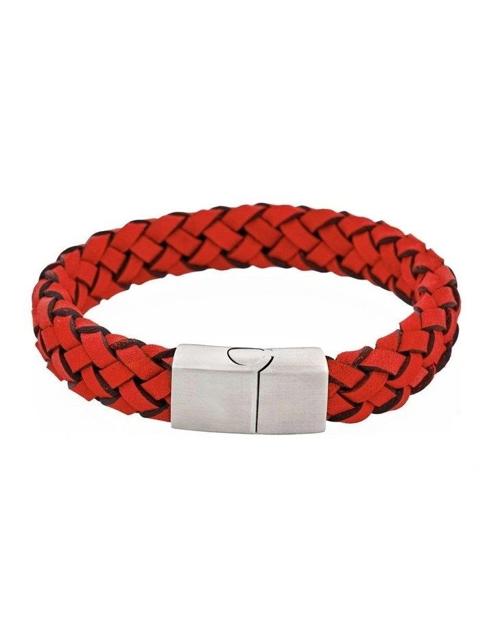 Crimson Helix Twisted Leather Bracelet in Red image 1