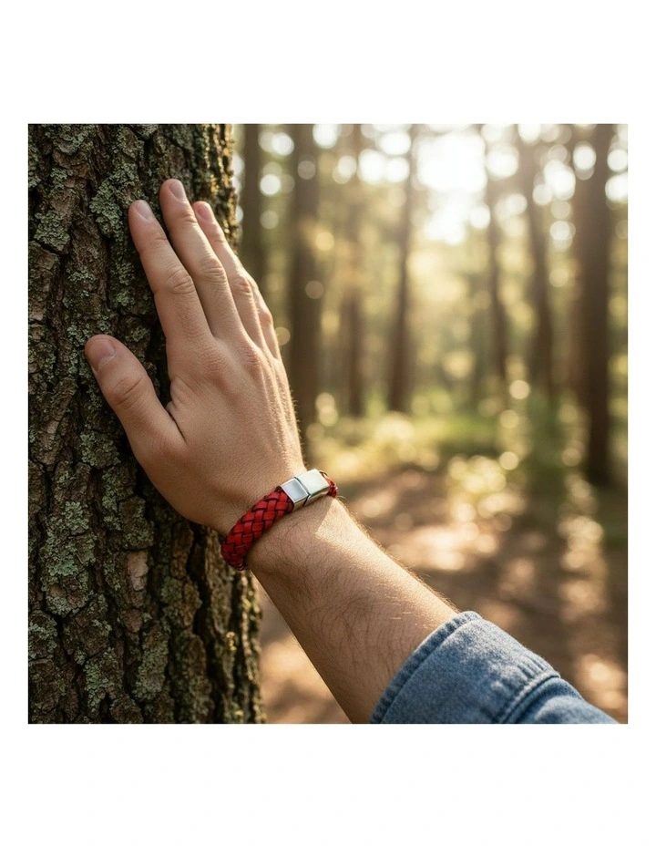 Crimson Helix Twisted Leather Bracelet in Red image 2