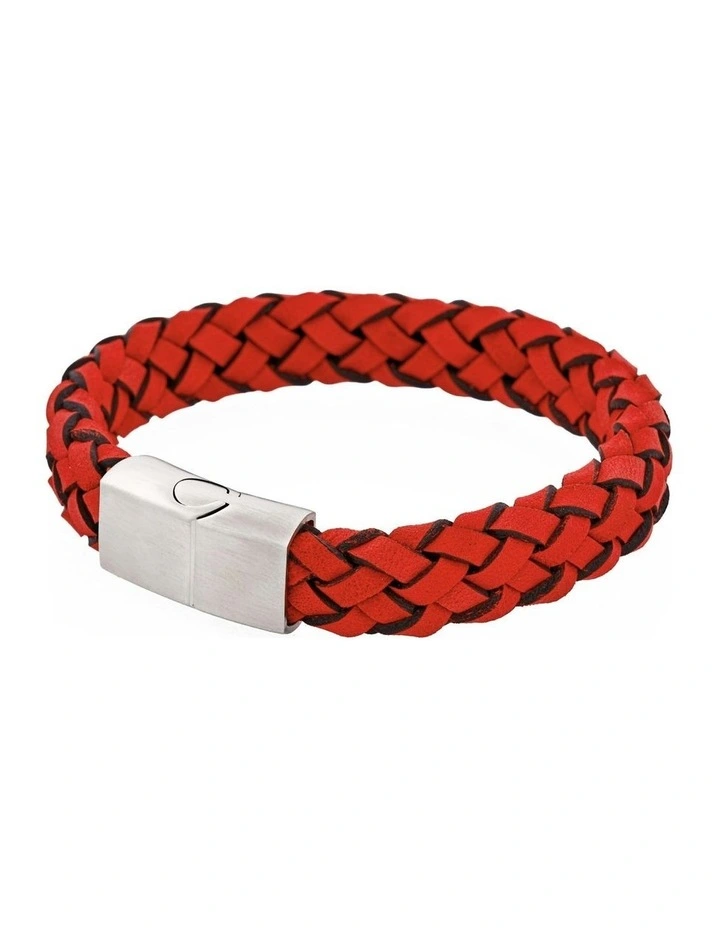 Crimson Helix Twisted Leather Bracelet in Red image 3