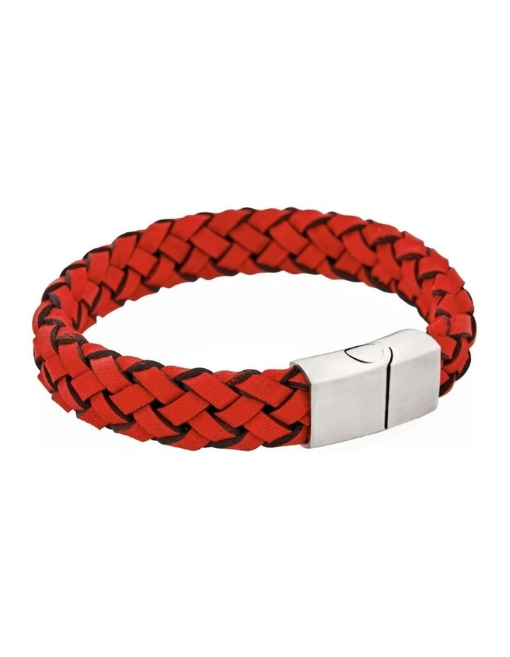 Crimson Helix Twisted Leather Bracelet in Red image 4
