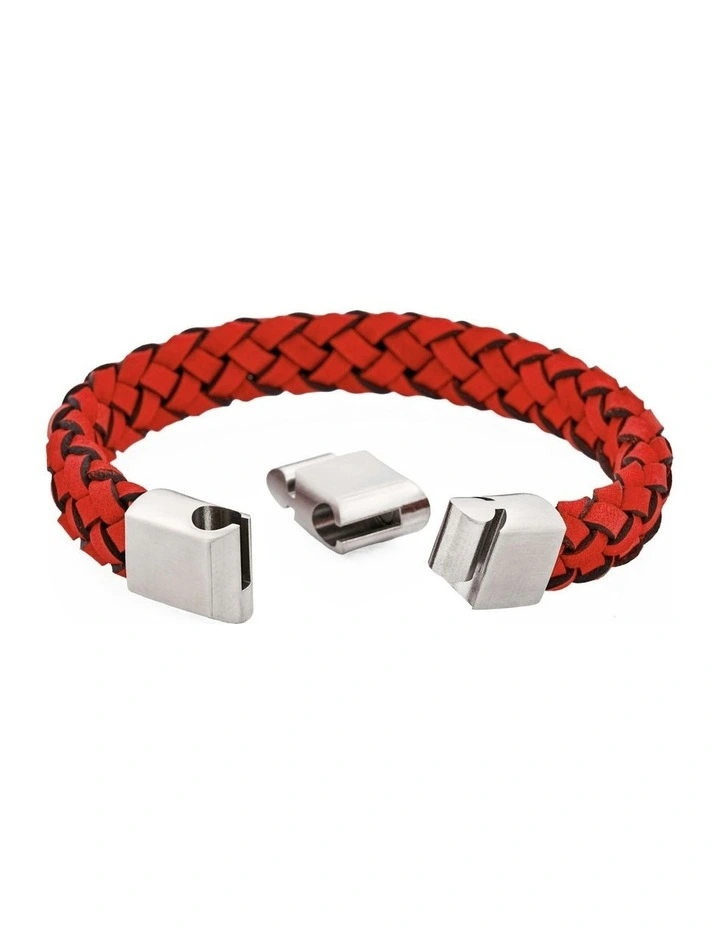 Crimson Helix Twisted Leather Bracelet in Red image 5