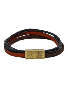 Sienna Dual Weave Leather Bracelet in Multi
