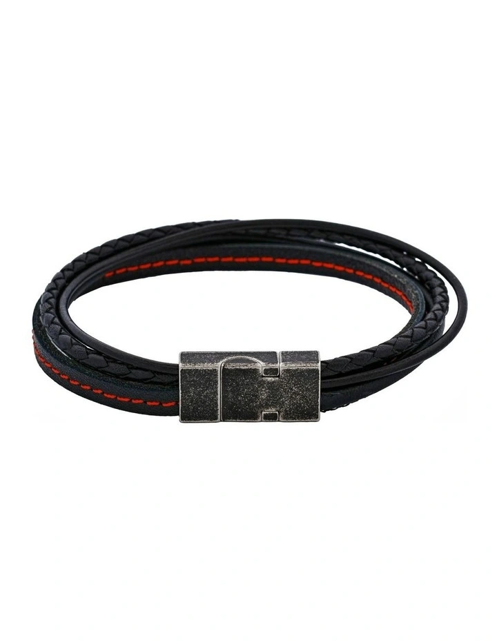 Inferno Dual Weave Leather Bracelet in Multi image 3