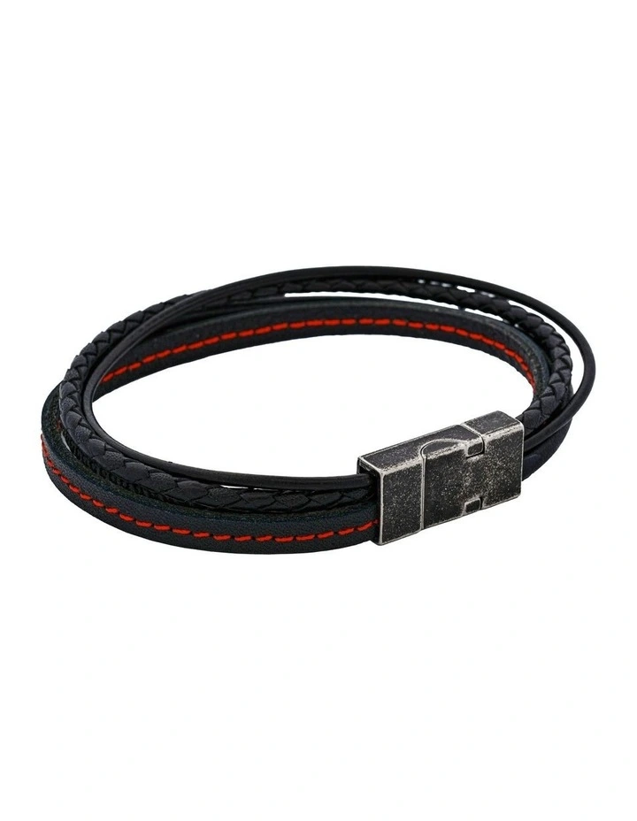 Inferno Dual Weave Leather Bracelet in Multi image 4