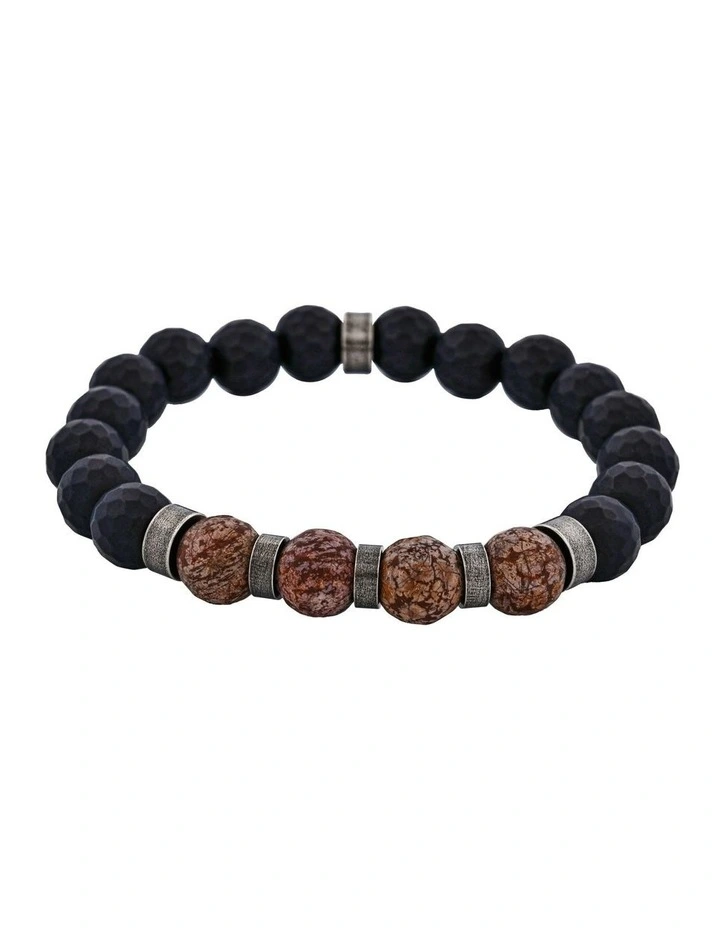 Neo Earth Hematite and Agate Beaded Bracelet in Multi image 1