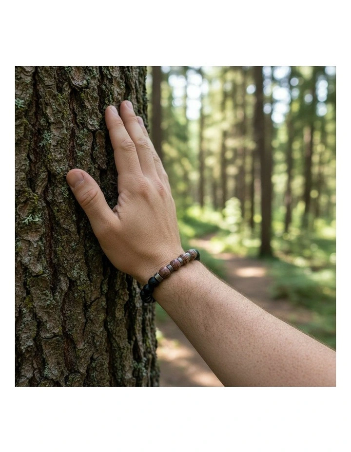 Neo Earth Hematite and Agate Beaded Bracelet in Multi image 2