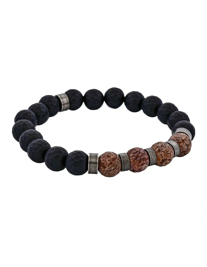 Neo Earth Hematite and Agate Beaded Bracelet in Multi image 3